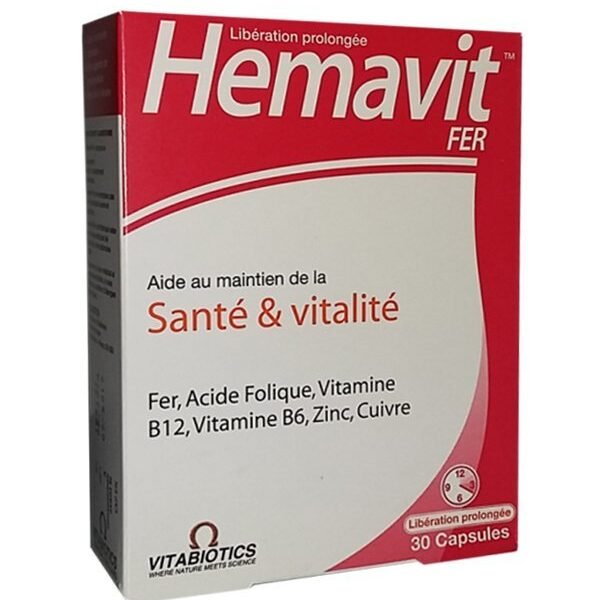 Vitabiotics – Hemavit Fer Santé et Vitalité – 30 capsules