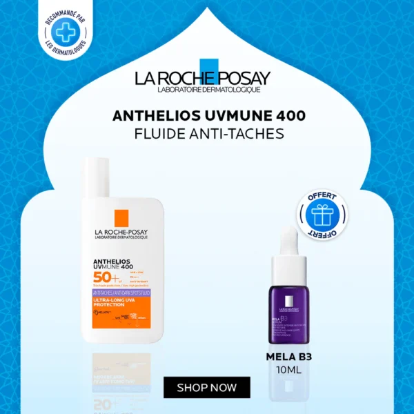 LA ROCHE POSAY ANTHELIOS UVMUNE 400 FLUIDE ANTI-TACHES SPF 50+ = MELA B3 10ML OFFERT
