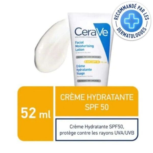CERAVE Crème hydratante visage SPF50 Peaux Normales à Sèches | 52ml