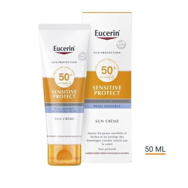 Eucerin Sun Crème Sensitive Protect SPF50+ – Très Haute Protection Solaire Peaux Sensibles